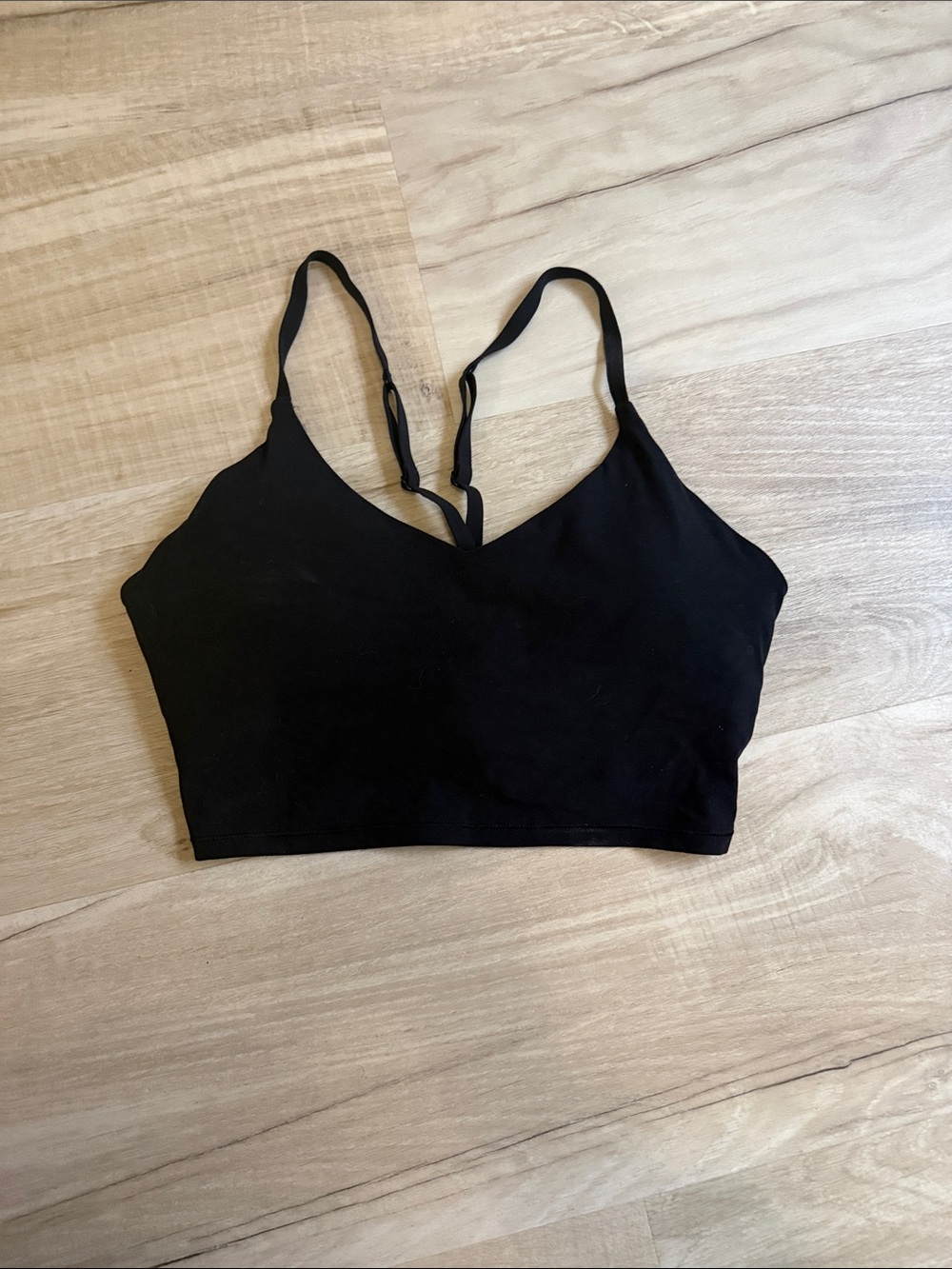 Black V-Neck Seamless Crop Tank with Slim Adjustable Straps
